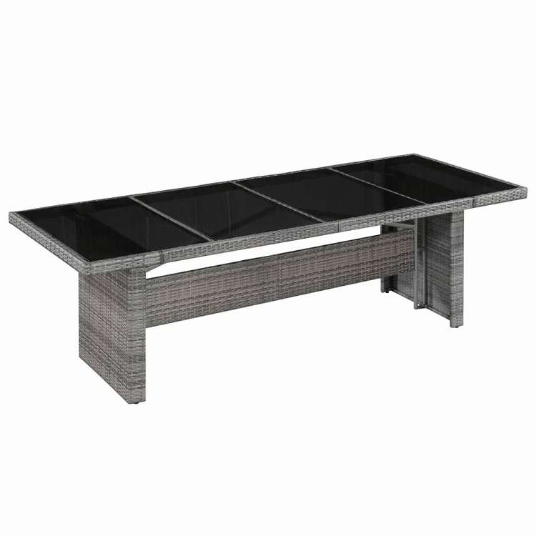 vidaXL ガーデンテーブル 240x90x74cm ポリラタン&ガラス 家具 アウトドア家具 アウトドアテーブル|リコメン堂