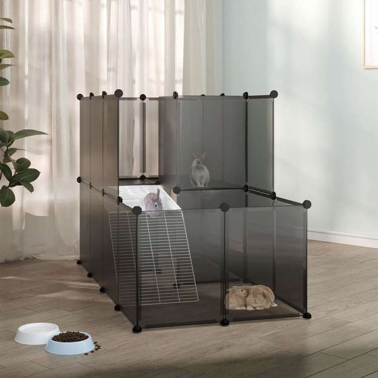 vidaXL 小動物ケージ ブラック 142x74x93cm PP&スチール動物&ペット用品 ペット用品 小動物用品 小動物 飼育・ケージ(代引不可)