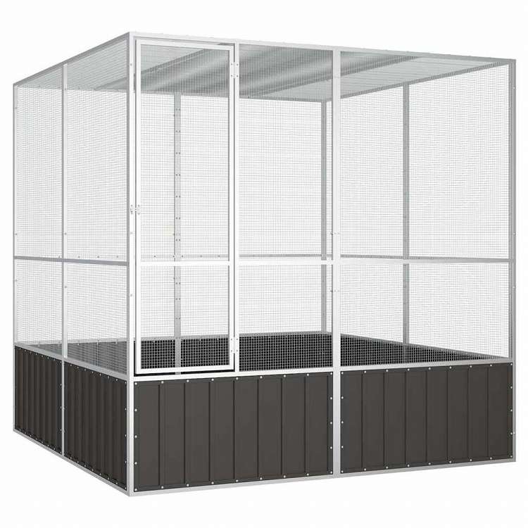 vidaXL バードケージ アントラシート 213.5x217.5x211.5 cm 亜鉛メッキ鋼動物&ペット用品 ペット用品 鳥用品 取りかご・スタンド(代引不可)|リコメン堂
