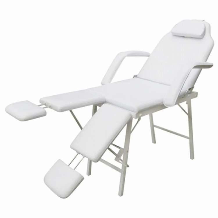 vidaXL 携帯用 フェイシャルエステチェア 合成皮革 185x78x76cm ホワイト ヘルス&ビューティー パーソナルケア マッサージ・リラクゼーション マッサージチェア