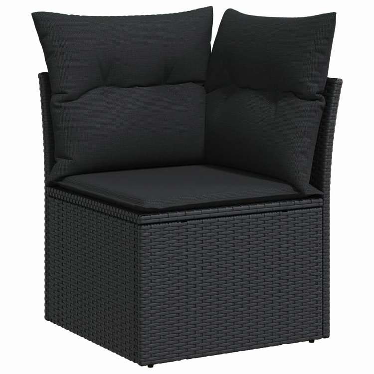 vidaXL ガーデンソファコーナー クッション付き ブラック ポリラタン 家具 アウトドア家具 屋外椅子 屋外ソファ
