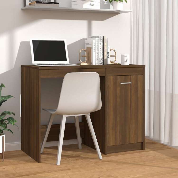 vidaXL デスク ブラウンオーク 100x50x76 cm エンジニアリングウッド家具 オフィス家具 デスク(代引不可)