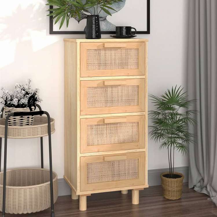vidaXL サイドボード ブラウン 40x30x90 cm パイン無垢材&天然ラタン家具 キャビネット&収納 サイドボード(代引不可)