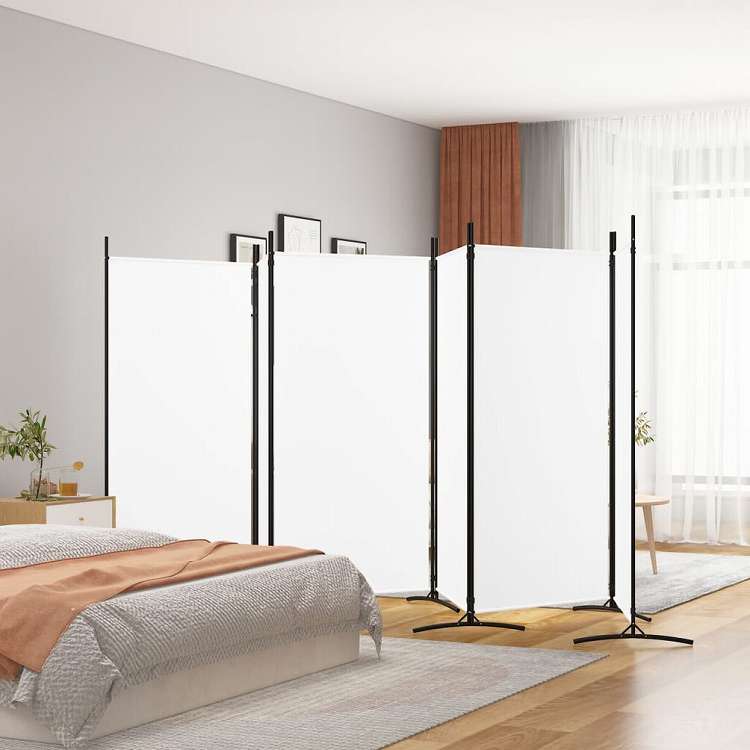 vidaXL 6枚組パネル 間仕切り ホワイト 520x180 cm 布製家具 間仕切り(代引不可)