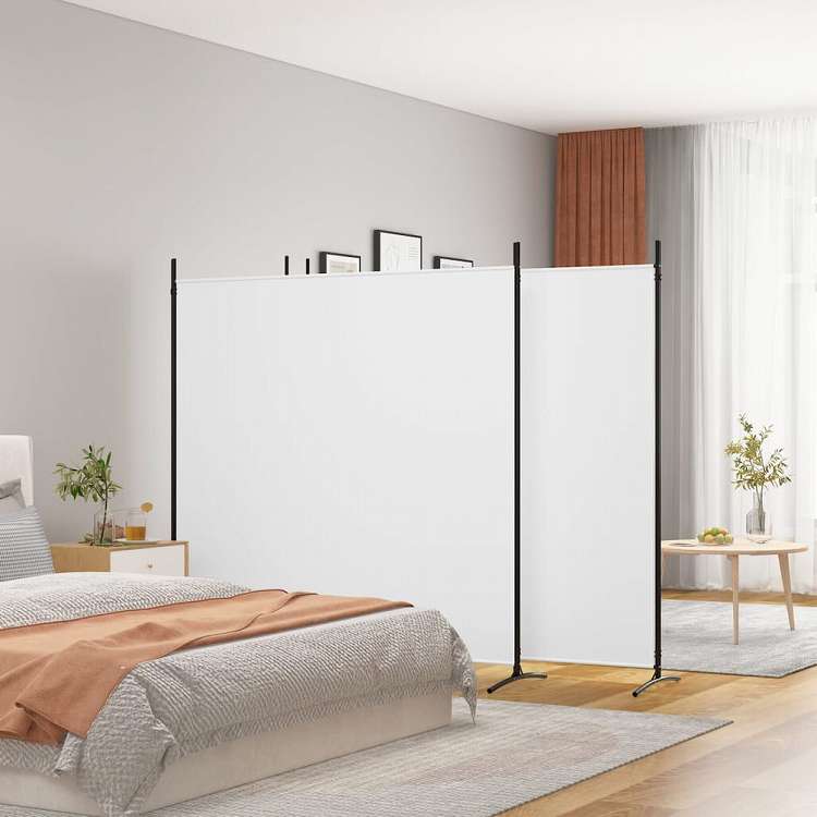 vidaXL 2枚組パネル 間仕切り ホワイト 698x180 cm 布製家具 間仕切り(代引不可)