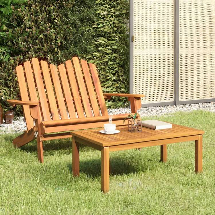 vidaXL アディロンダックガーデンラウンジ2点セット アカシア無垢材家具 アウトドア家具 屋外椅子 アウトドアベンチ(代引不可)｜リコメン堂