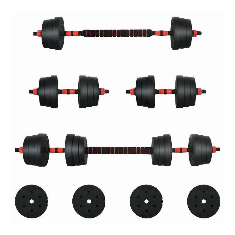 vidaXL 2-in-1ダンベルセット 30kg 黒と赤 セメントと鉄砂 スポーツグッズ エクササイズ&フィットネス ウエイトリフティング フリーウェイト(代引不可)【送料無料】