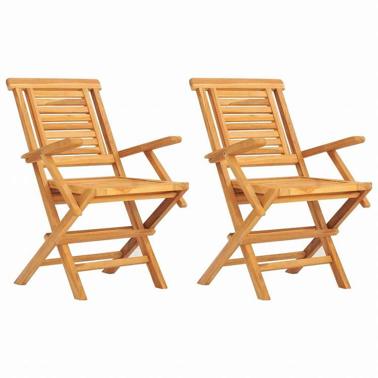 vidaXL 折りたたみガーデンチェア 2点 56x63x90 cm チーク無垢材家具 アウトドア家具 屋外椅子 アウトドアベンチチェア(代引不可)