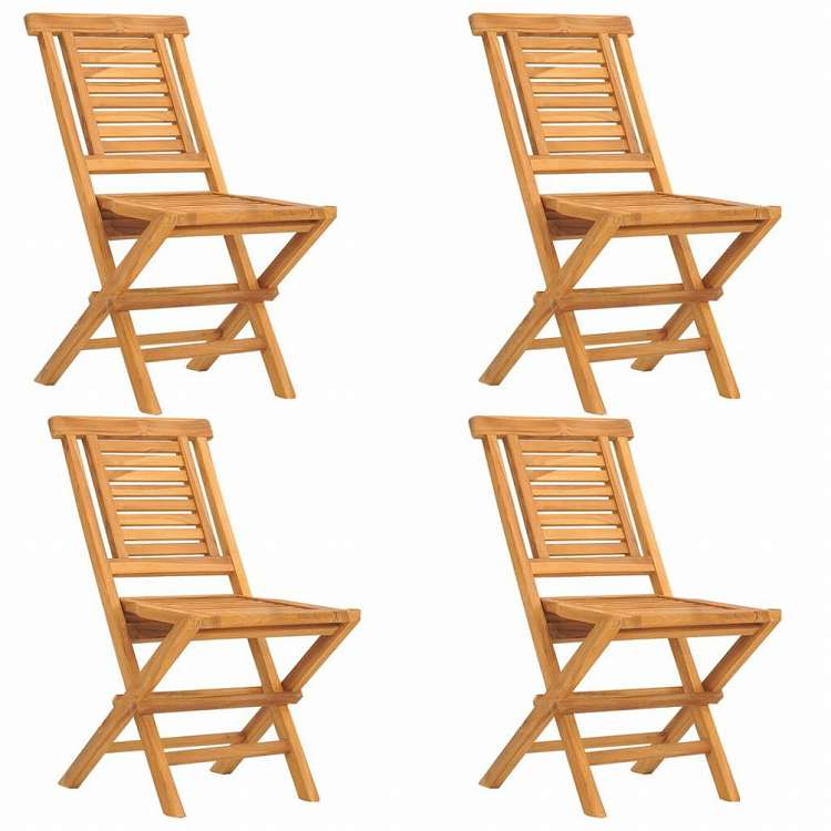 vidaXL 折りたたみガーデンチェア 4点 47x63x90 cm チーク無垢材家具 アウトドア家具 屋外椅子 アウトドアベンチチェア(代引不可)
