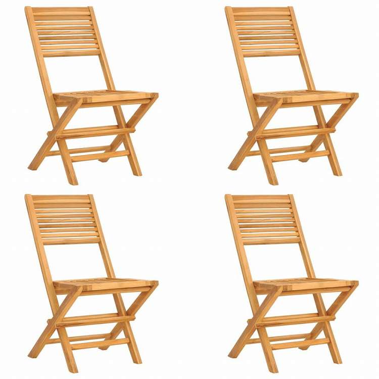 vidaXL 折りたたみガーデンチェア 4点 47x62x90 cm チーク無垢材家具 アウトドア家具 屋外椅子 アウトドアベンチチェア(代引不可)