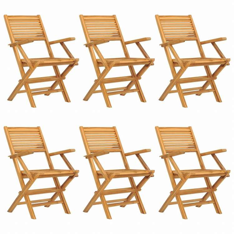 vidaXL 折りたたみガーデンチェア 6点 55x62x90 cm チーク無垢材家具 アウトドア家具 屋外椅子 アウトドアベンチチェア(代引不可)|リコメン堂