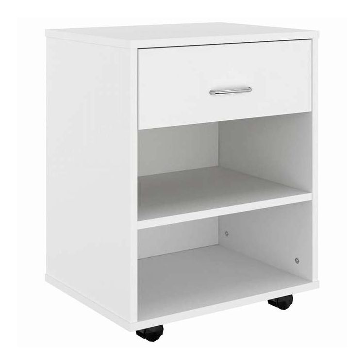vidaXL ローリングキャビネット ホワイト 46x36x59 cm エンジニアードウッド 家具 キャビネット&収納 収納キャビネット・ロッカー(代引不可)｜リコメン堂