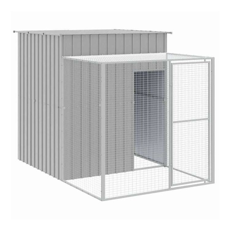 vidaXL チキンケージ(ラン付き)ライトグレー 165x251x181 cm 亜鉛メッキ鋼 動物&ペット用品 ペット用品 小動物用品 小動物 飼育・ケージ(代引不可)|リコメン堂