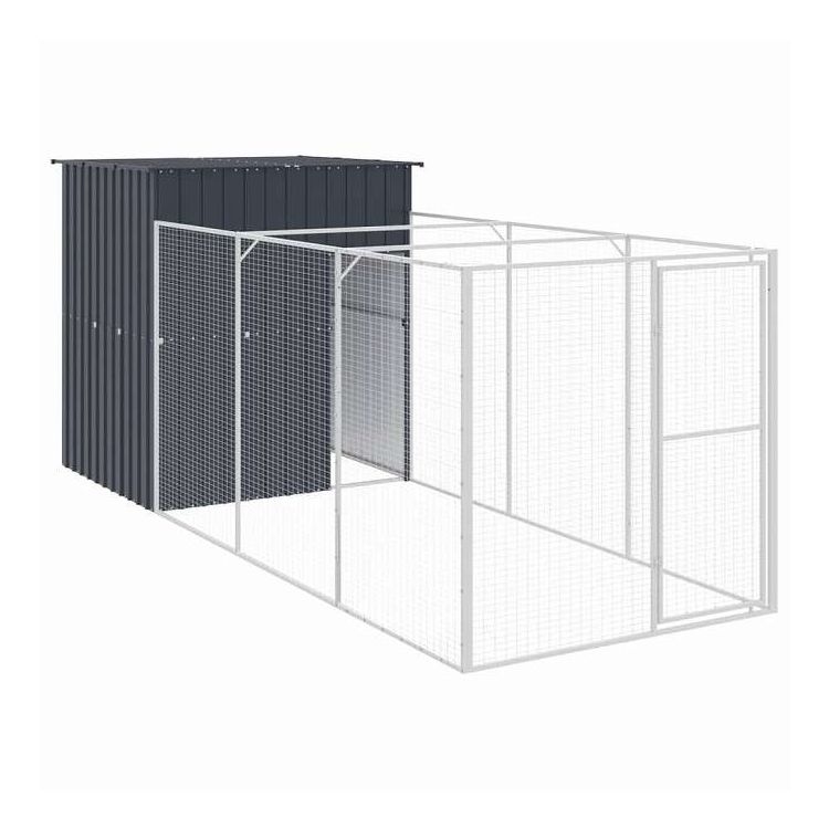 vidaXL ドッグハウス(ラン付き) アンスラサイト 165x455x181 cm 亜鉛メッキ鋼 動物&ペット用品 ペット用品 犬用品 ドッグハウス(代引不可)｜リコメン堂
