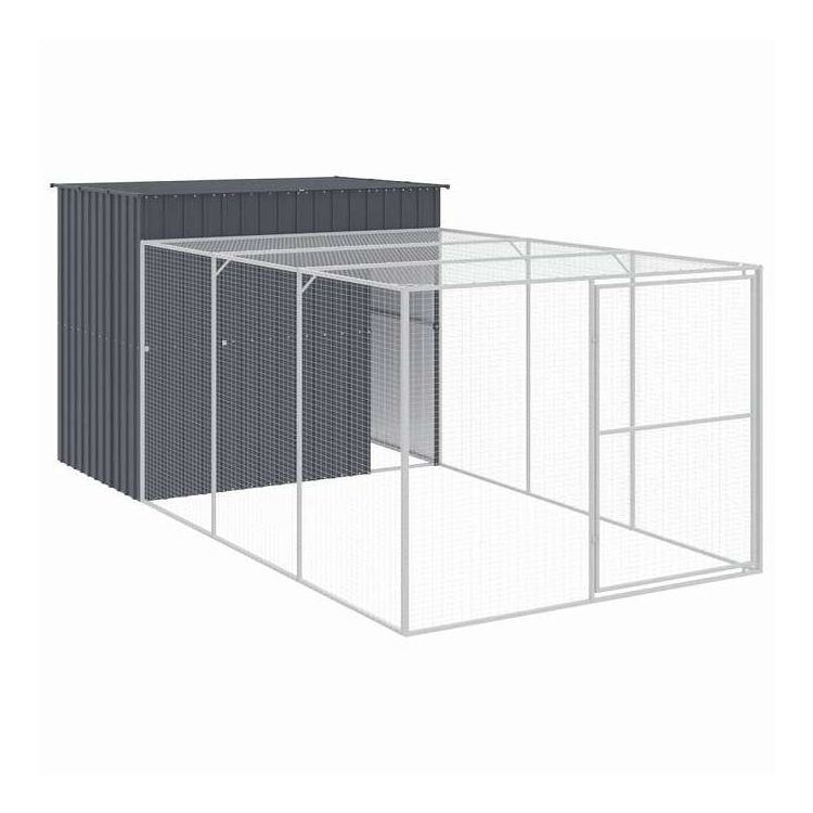 vidaXL ドッグハウス(ラン付き) アンスラサイト 214x457x181 cm 亜鉛メッキ鋼 動物&ペット用品 ペット用品 犬用品 ドッグハウス(代引不可)【送料無料】
