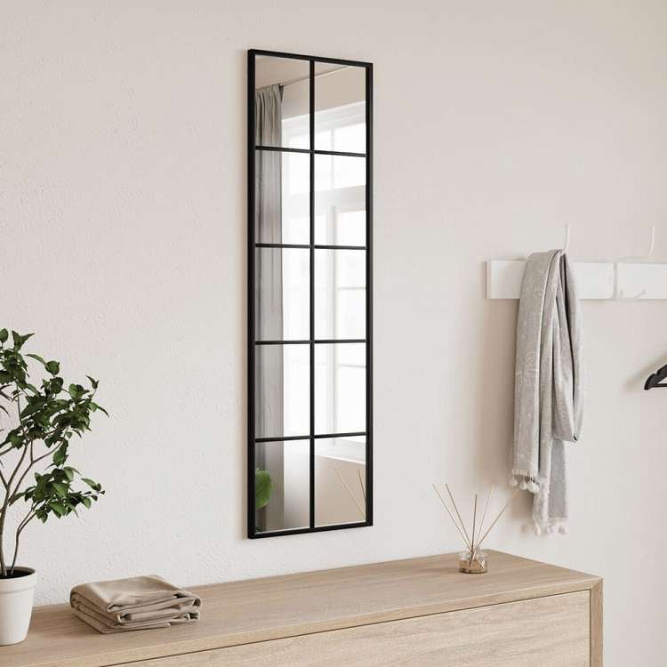 vidaXL ウォールミラー ブラック 30x100 cm 長方形 鉄製ホーム&ガーデン デコレーション 鏡(代引不可)