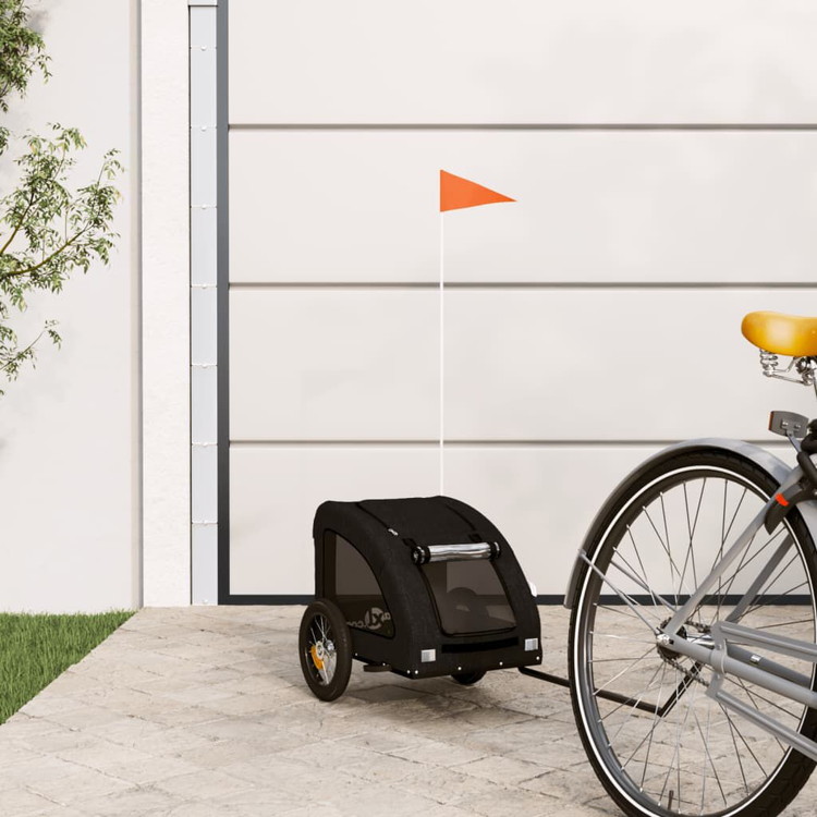 vidaXL 自転車用ペットトレーラー ブラック オックスフォード生地&鉄Animals & Pet Suppliesペット用品ペットカート(代引不可)