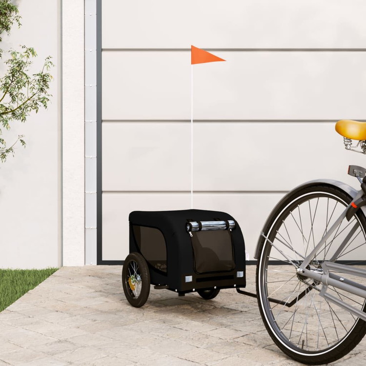vidaXL 自転車用ペットトレーラー ブラック オックスフォード生地&鉄動物&ペット用品ペット用品ペットカート(代引不可)|リコメン堂