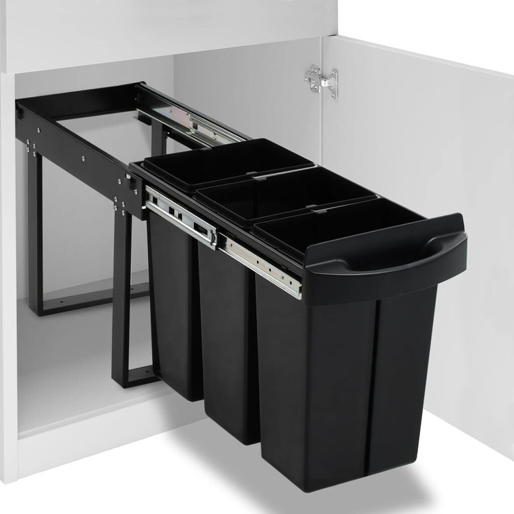 vidaXL キッチン食器棚引き出し式 リサイクルごみ箱 ソフトクローズ 36Lホーム&ガーデン家事用品ごみ入れごみ箱(代引不可)|リコメン堂