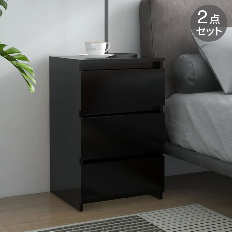 vidaXL ベッドキャビネット 2点 ブラック 40x35x62.5 cm エンジニアリングウッド家具テーブルベッドサイドテーブル(代引不可)