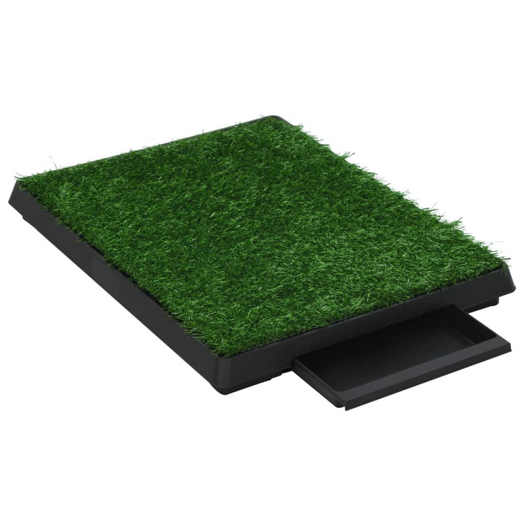 vidaXL ペット用トイレ トレイ 人工芝付き グリーン 63×50×7cm 動物 ペット用品 ペット用品 ペットトレーニング用品 ペットトレーニングパッド(代引不可)