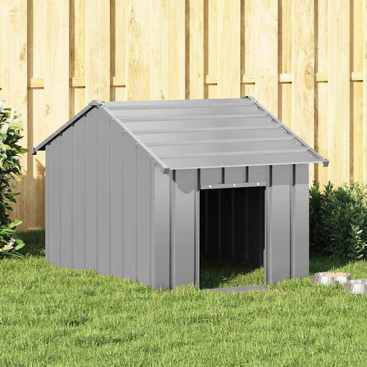 vidaXL 屋根付き犬小屋 83×130×85cm 亜鉛メッキ鋼 動物 ペット用品 ペット用品 犬用品 ドッグハウス(代引不可)|リコメン堂