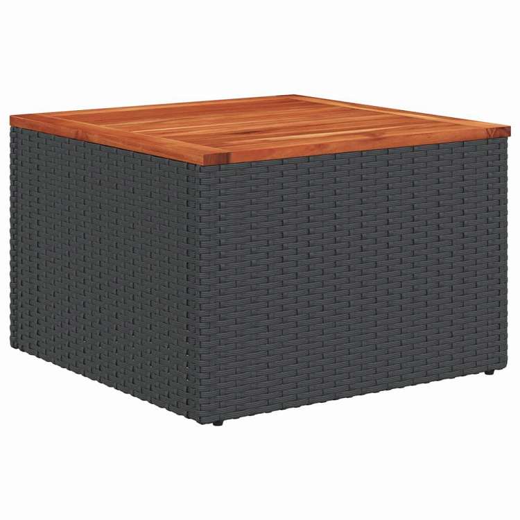 vidaXL ガーデンテーブル ブラック 55x55x37 cm ポリラタン&アカシアウッド 家具 アウトドア家具 アウトドアテーブル
