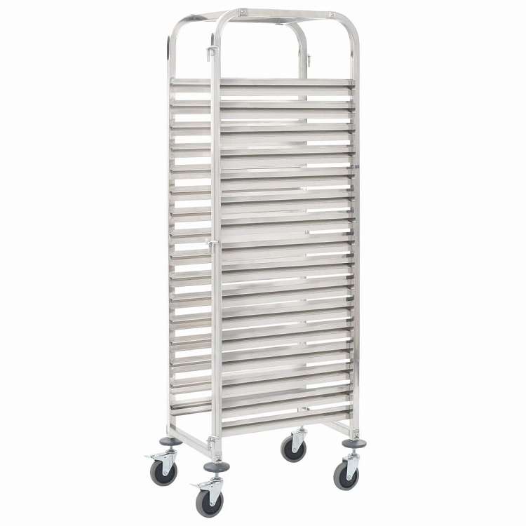 vidaXL トレイ16枚用 キッチントロリー 38x55x163cm ステンレススチール製 家具 トローリー キッチン・ダイニング トローリー|リコメン堂