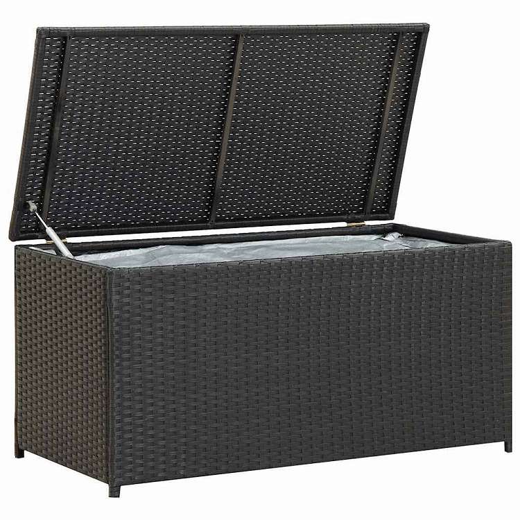 vidaXL ガーデン収納ボックス 100x50x50 cm ポリラタン製 ブラック 家具 アウトドア家具 屋外収納ボックス｜リコメン堂