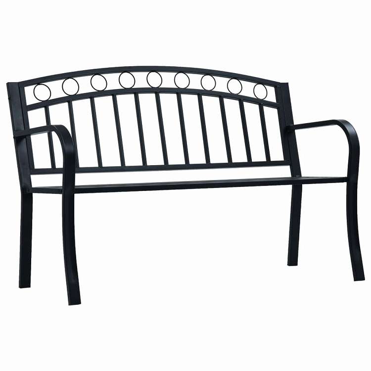 vidaXL ガーデンベンチ 125cm ブラック スチール製 家具 アウトドア家具 屋外椅子 アウトドアベンチ｜リコメン堂