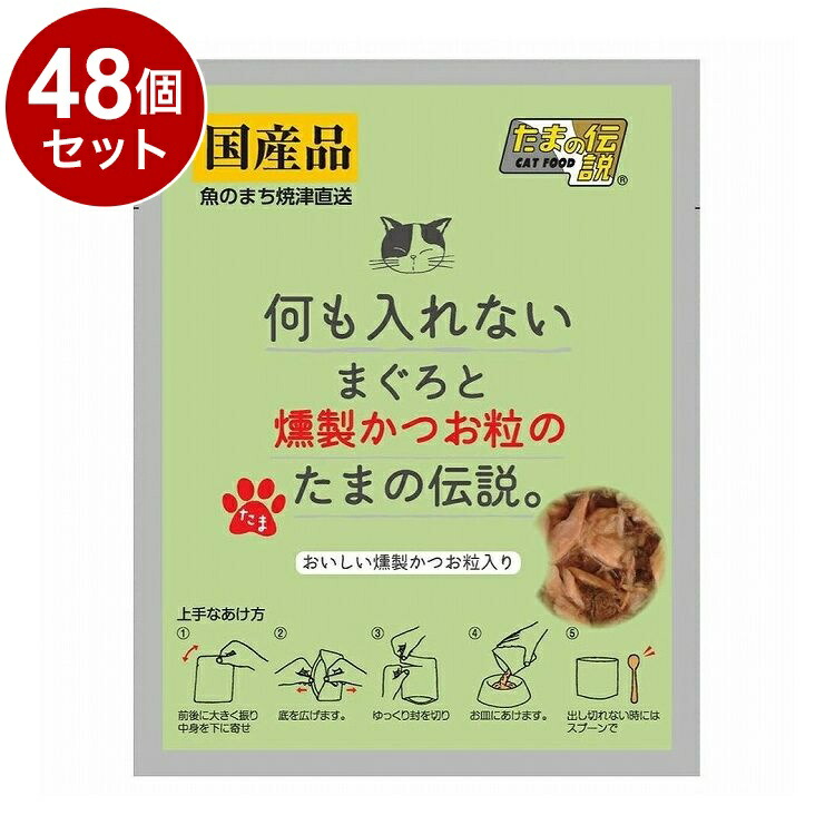 【48個セット】 STIサンヨー 何も入れないまぐろと燻製かつお粒のたまの伝説 パウチ 35g【送料無料】