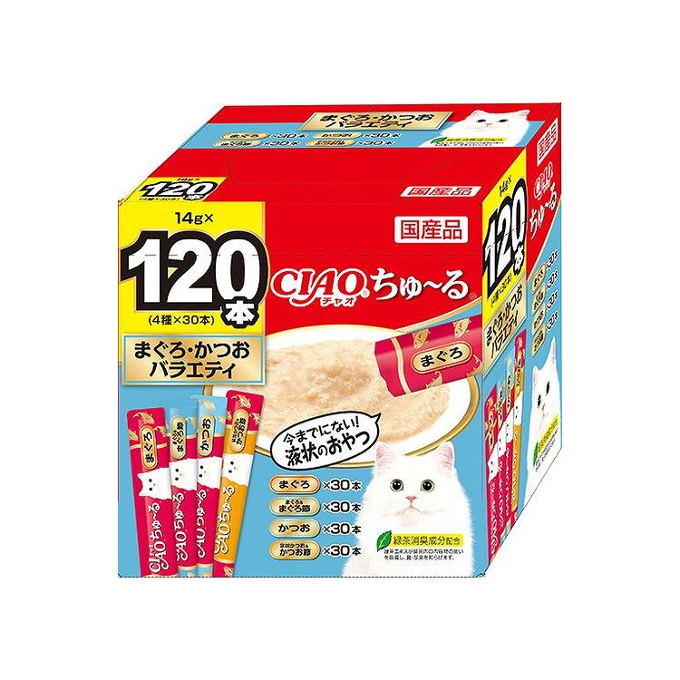 【2個セット】 CIAO ちゅ~る まぐろ・かつおバラエティ 14g&times;120本 x2【送料無料】｜リコメン堂ペット館