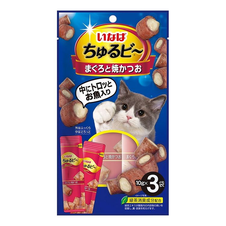 【24個セット】 いなば ちゅるビ~ まぐろと焼かつお 10g×3袋 x24【送料無料】