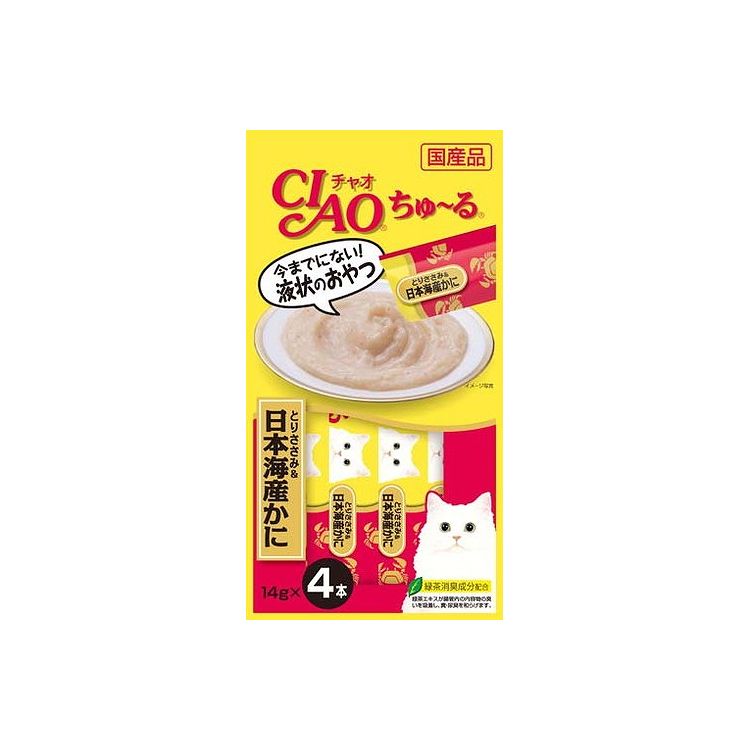 【24個セット】 CIAO ちゅ~る とりささみ&日本海産かに 14g×4本 x24【送料無料】
