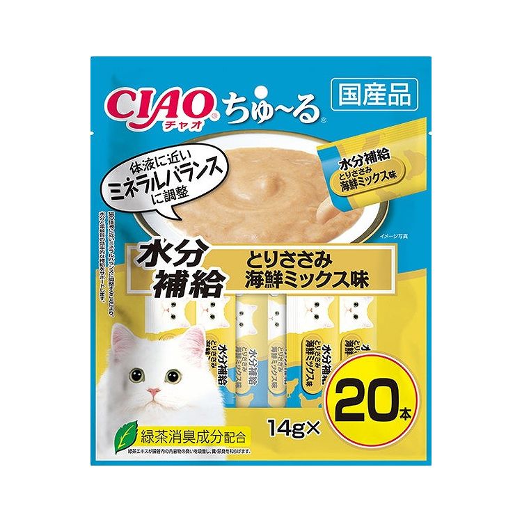 【8個セット】 CIAO ちゅ~る 水分補給 とりささみ 海鮮ミックス味 14g×20本 x8【送料無料】