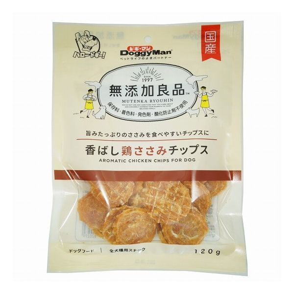 【18個セット】 ドギーマン 無添加良品 香ばし鶏ささみチップス 120g x18【送料無料】|リコメン堂ペット館