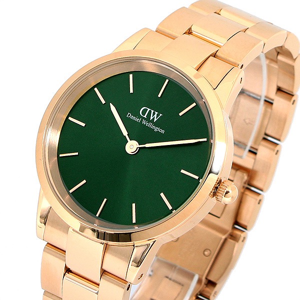 ダニエルウェリントン 腕時計 ICONIC LINK EMERALD 28 ローズゴールド DW00100421 グリーン