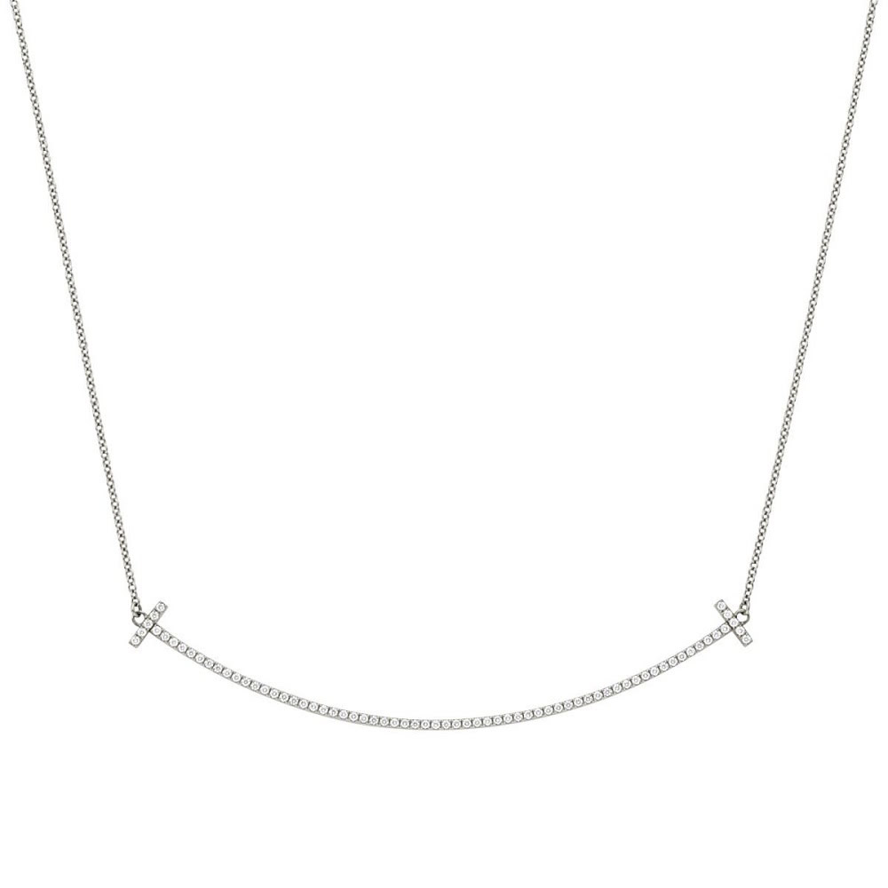 人気no 1 本体 楽天市場 ティファニー Tiffany Co Tiffany ｔ スマイル ペンダント ネックレス 18kwg ダイアモンド 41cm 46cm 送料無料 リコメン堂ファッション館 日本最大級 Www Camtrack Net