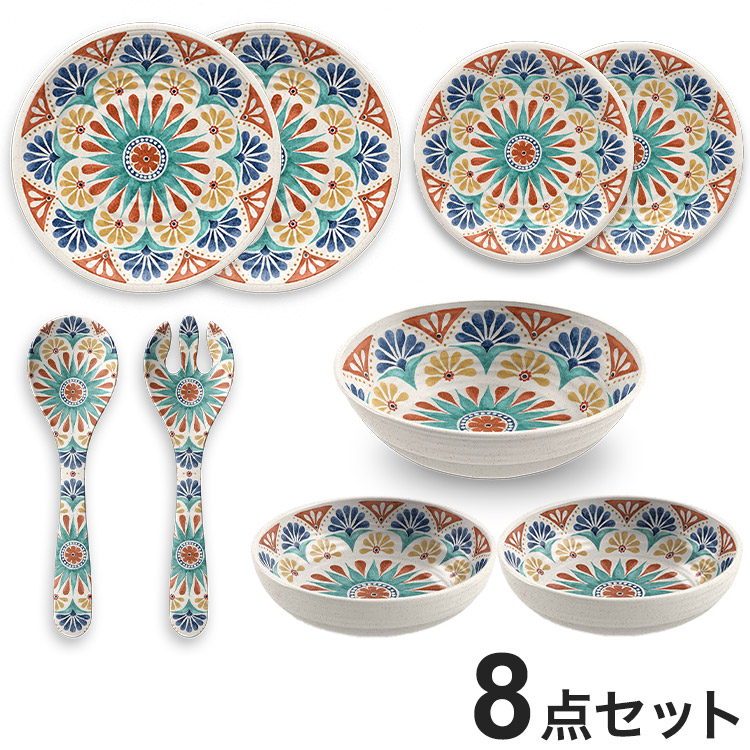 デザートリオ 8点セット メラミン食器 割れにくい おしゃれ 食洗機対応 ボウル お皿 深皿 可愛い 電子レンジ不可 食洗機対応 食器セット プレート(代引不可)【送料無料】|リコメン堂インテリア館