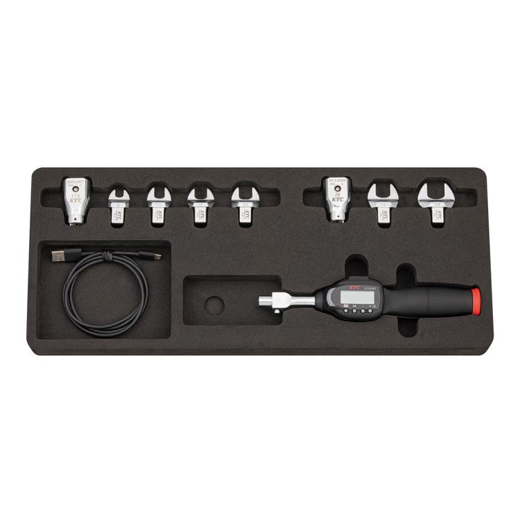 KTC 京都機械工具 10点組 デジラチェヘッド交換式 Type rechargeable 充電式 スパナ交換ヘッドセット トルク範囲8-40Nm TGEKR040S09(代引不可)【送料無料】