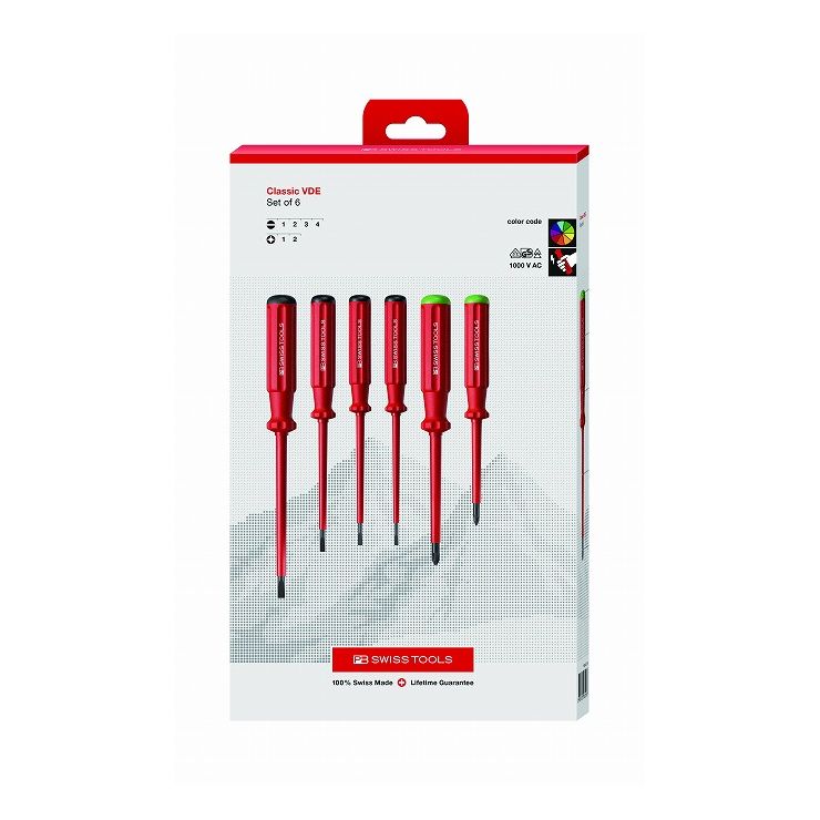 PB SWISS TOOLS ピービ—スイスツールズ 6本組 エレクトロ 絶縁ドライバーセット(マイナス、ポジドライブ)ペーパーBOX入 5543CBB(代引不可)【送料無料】|リコメン堂インテリア館