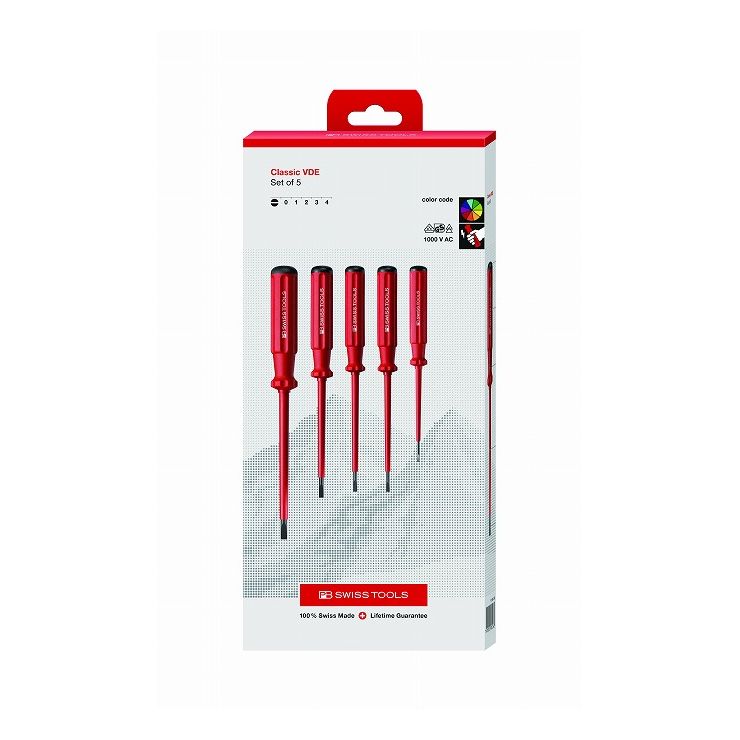 PB SWISS TOOLS ピービ―スイスツールズ 5本組 エレクトロ 絶縁マイナスドライバーセット ペーパーBOX入 5538CBB(代引不可)【送料無料】