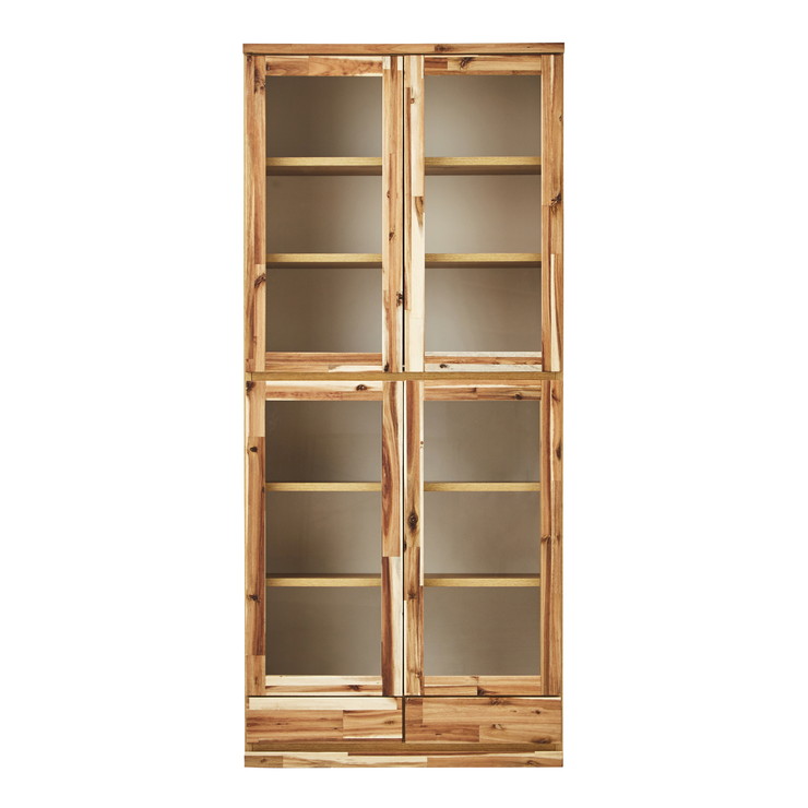 キッチンボード 送料無料 収納 Cdラック アカシア無垢材 大容量 完成品 コレクションケース 幅80 コレクションラック リビング 本棚 フリーボード Dvdラック ショーケース 書棚 ガラス扉 完成品 国産 引き出し付き 幅80 奥行37 高さ180 アカシア無垢材 ナチュラル