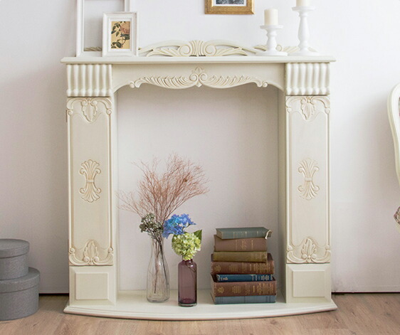 アンティーク調 マントルピース　ホワイト☆暖炉 リビング 幅100 マントルピース 暖炉 飾り棚 アンティーク調 木製 幅100cm ラック 棚