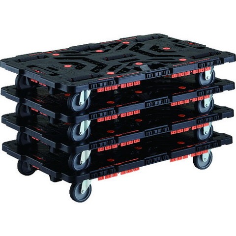 TRUSCO トラスコ 連結式樹脂製平台車 ビートル 900X600 自在3輪 柵付 マトメ買イ4台 BT900KJ3E100M4(代引不可)【送料無料】|リコメン堂インテリア館