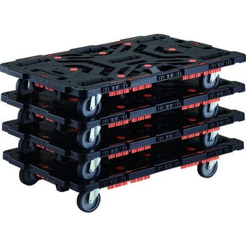 TRUSCO トラスコ 連結式樹脂製平台車 ビートル 900X600 自在5輪 柵付 マトメ買イ4台 BT900KJ5E100M4(代引不可)【送料無料】