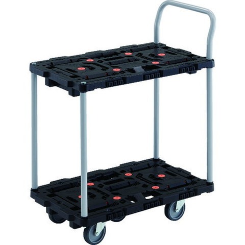 TRUSCO トラスコ 連結式樹脂製2段台車 ビートル 700X450 自在5輪 ハンドル付 BT724J5E100(代引不可)【送料無料】
