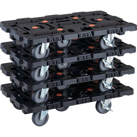 TRUSCO トラスコ 連結式樹脂製平台車 ビートル 700X450 自在5輪 内2輪ストッパー付 マトメ買イ4台 BT700J5S2E100M4(代引不可)【送料無料】