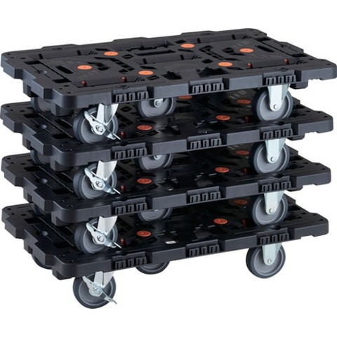 TRUSCO トラスコ 連結式樹脂製平台車 ビートル 700X450 自在3輪 内2輪ストッパー付 マトメ買イ4台 BT700J3S2E100M4(代引不可)【送料無料】|リコメン堂インテリア館
