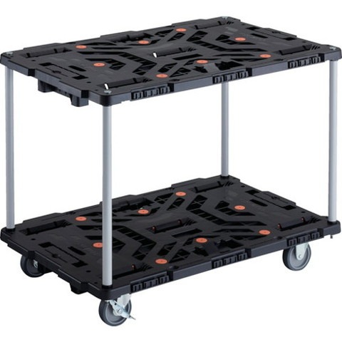 TRUSCO トラスコ 連結式樹脂製2段台車 ビートル 900X600 自在3輪 内2輪ストッパー付 ハンドルナシ BT920J3S2E100(代引不可)【送料無料】｜リコメン堂インテリア館